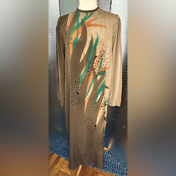 I. Magnin Dresses & Skirts - I Magnin Nicole LTD Vintage Silk Artistic Floral Long Sleeve Dress Size 12